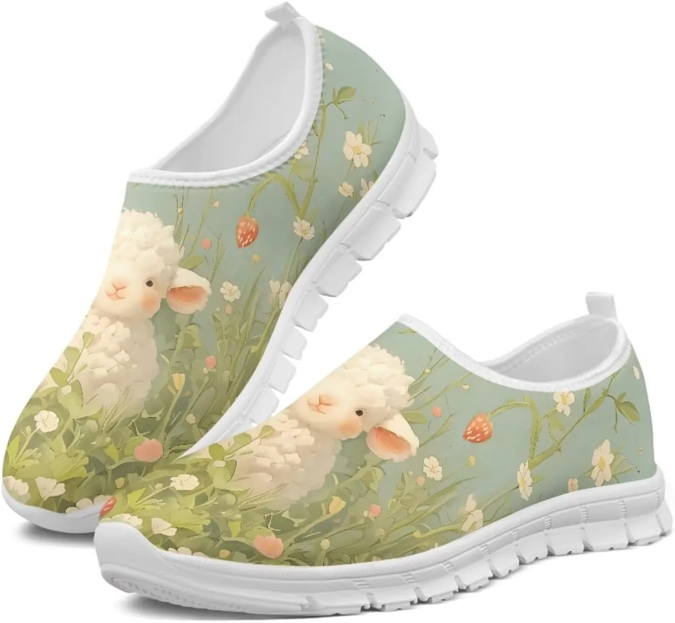 Women's Slip on Sneakers Soft Loafers Non Slip Shoes Comfort Low Top Casual Walking Shoe for Travel Work White Sole Size 5.5-11.5