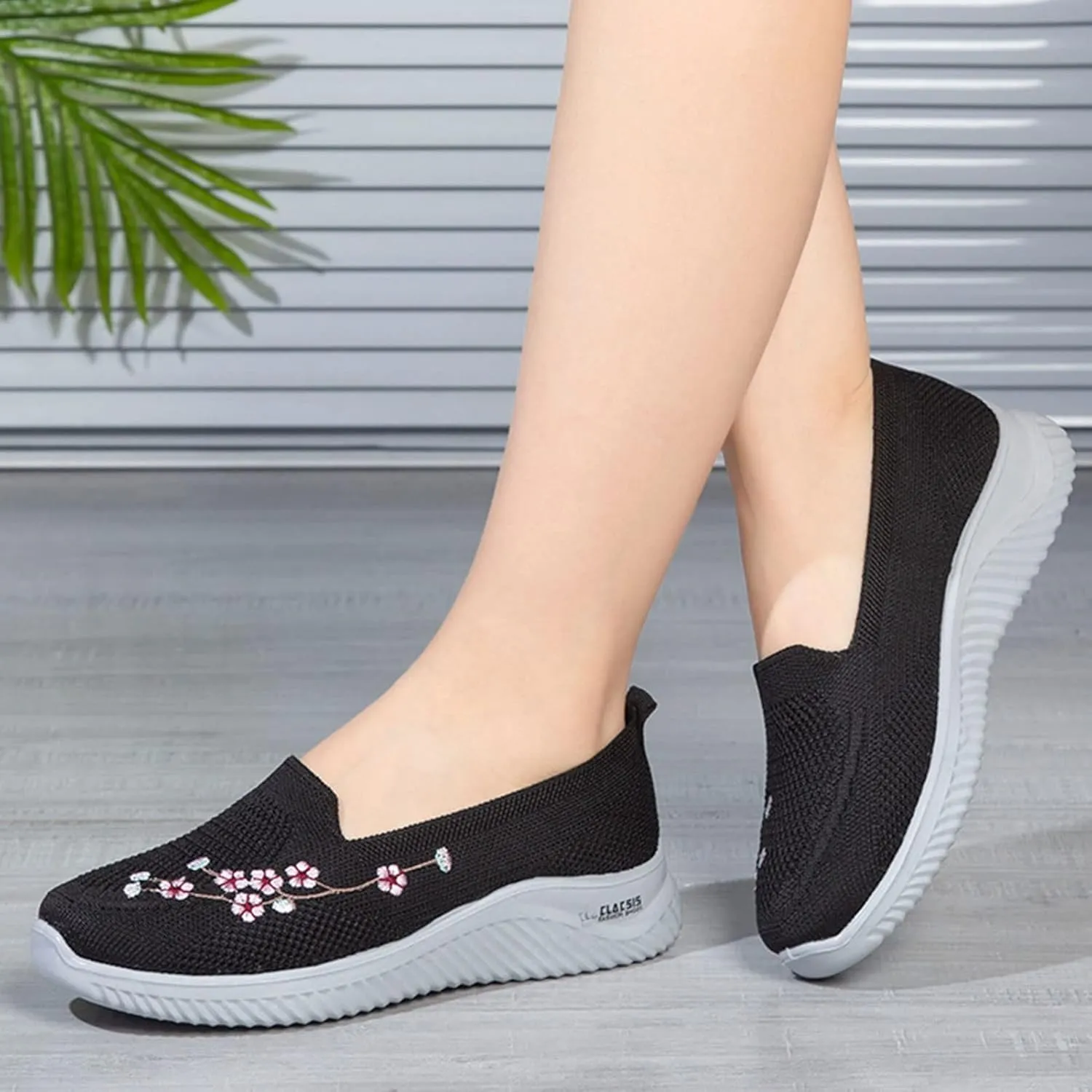 Womens Slip Ons Sneaker Mesh Slip On Air Cushion Platform Loafers Breathable Lightweight Low Wedge Easy Shoes