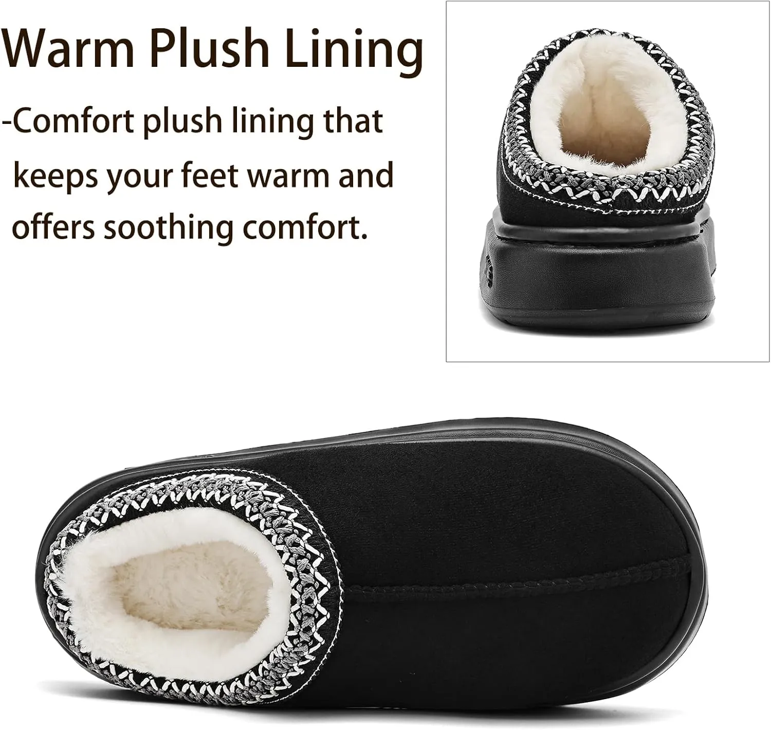 Women's Slippers Fluffy Winter House Shoes Platform Mini Boots Lined Short Ankle Boots Indoor Outdoor