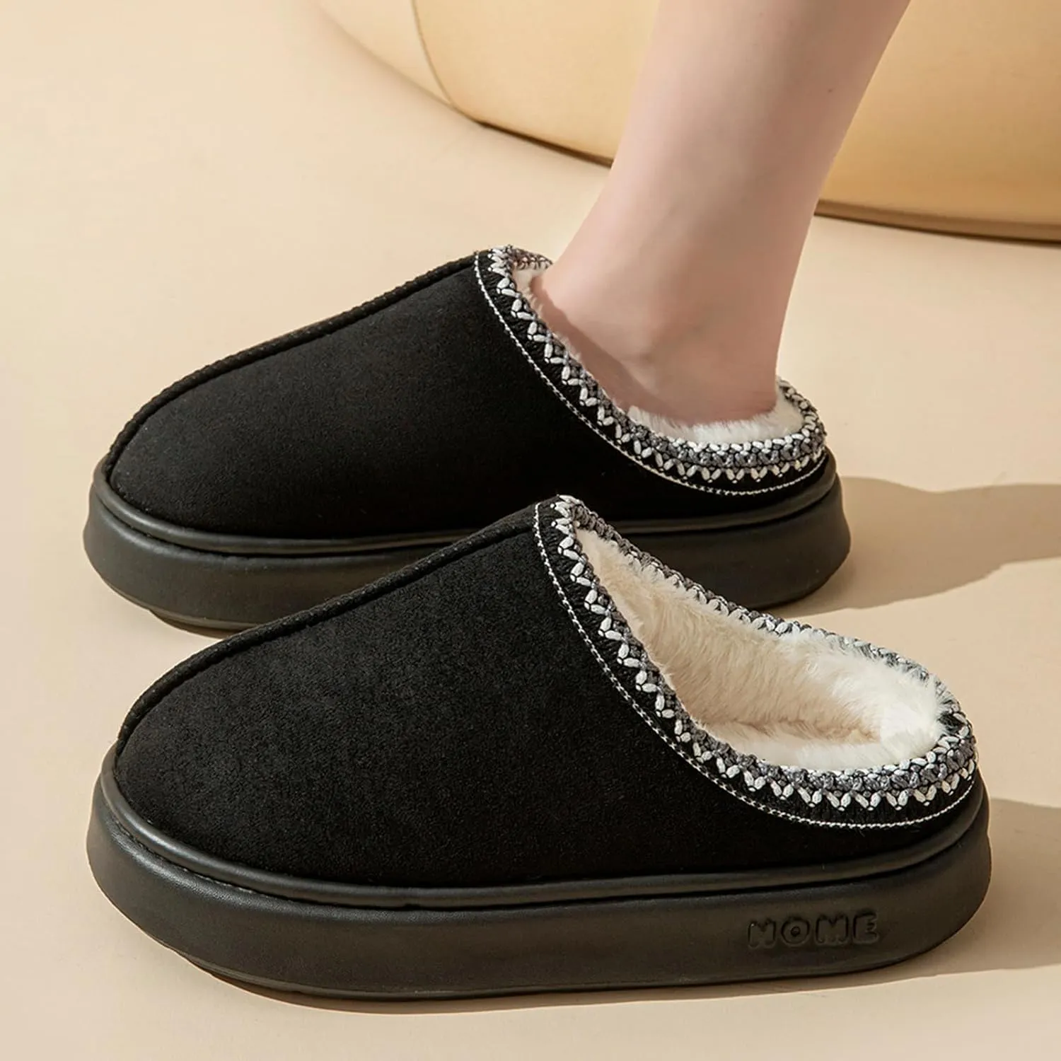 Women's Slippers Fluffy Winter House Shoes Platform Mini Boots Lined Short Ankle Boots Indoor Outdoor