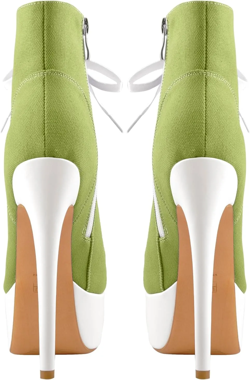Women's Tie Up Platform High Heels Zip Up Ankle Boots Canvas Fashion Sneakers