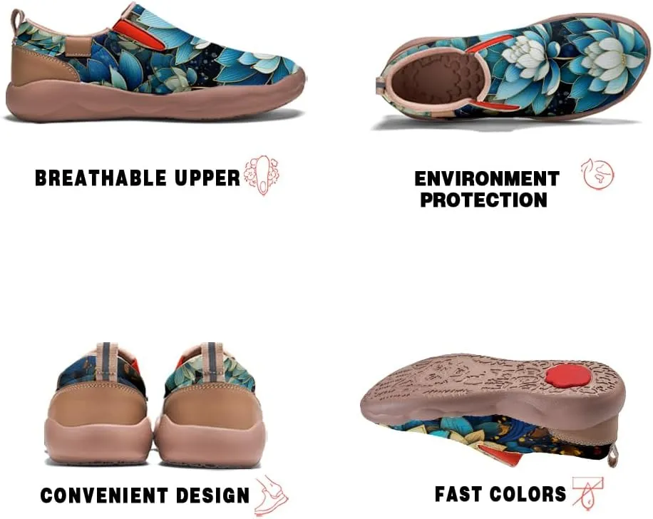 Women's Travel Shoes Walking Slip-Ons Leather Sneakers Art Painted Comfort Soft Casual Loafers