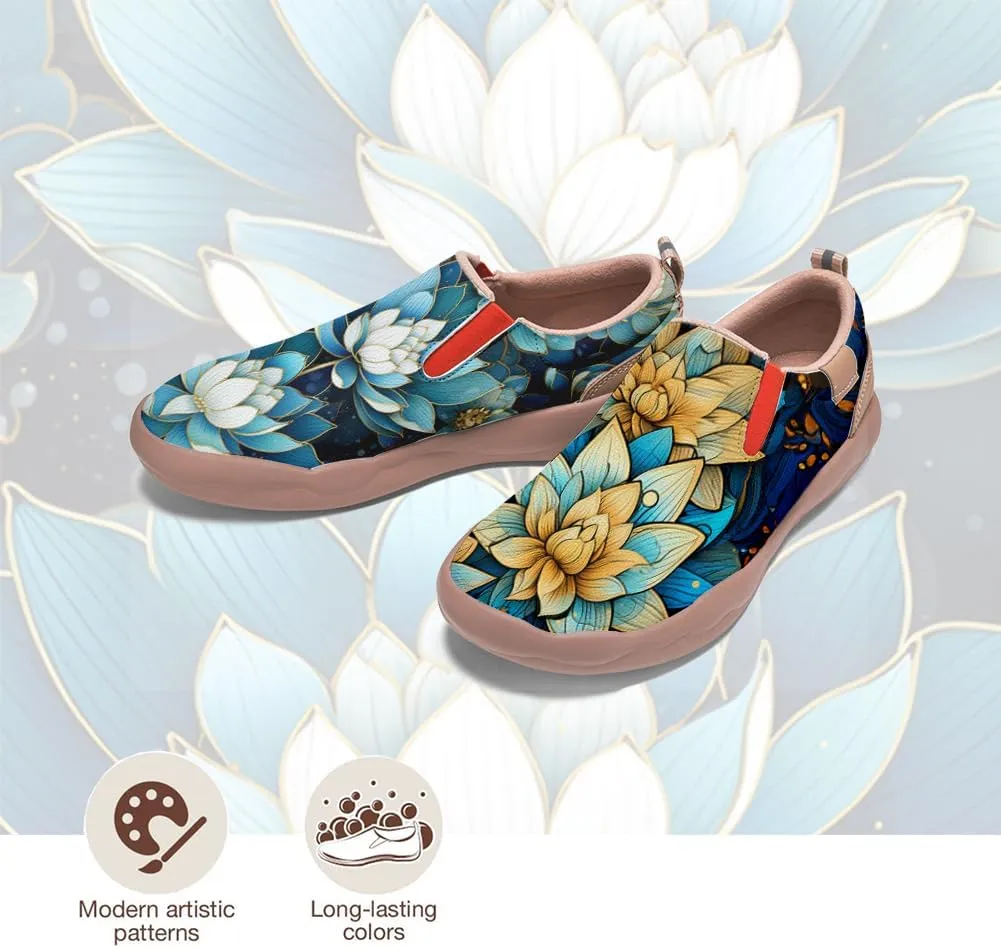 Women's Travel Shoes Walking Slip-Ons Leather Sneakers Art Painted Comfort Soft Casual Loafers