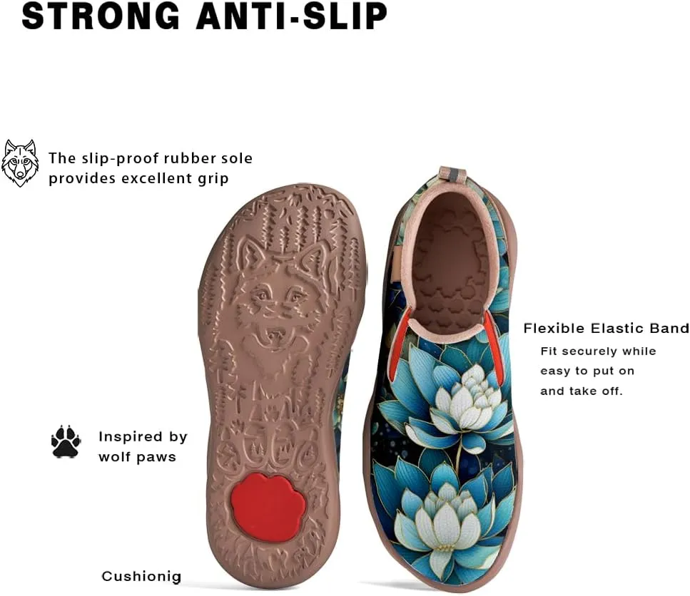 Women's Travel Shoes Walking Slip-Ons Leather Sneakers Art Painted Comfort Soft Casual Loafers