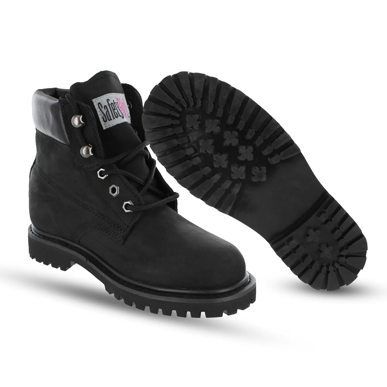 Women’s Work Boots | Waterproof Leather Work Boots for Women | Oil & Slip-Resistant Soft Toe Boots for Women | Premium Nubuck Leather | Lightweight and Comfortable | Black Leather - 6M