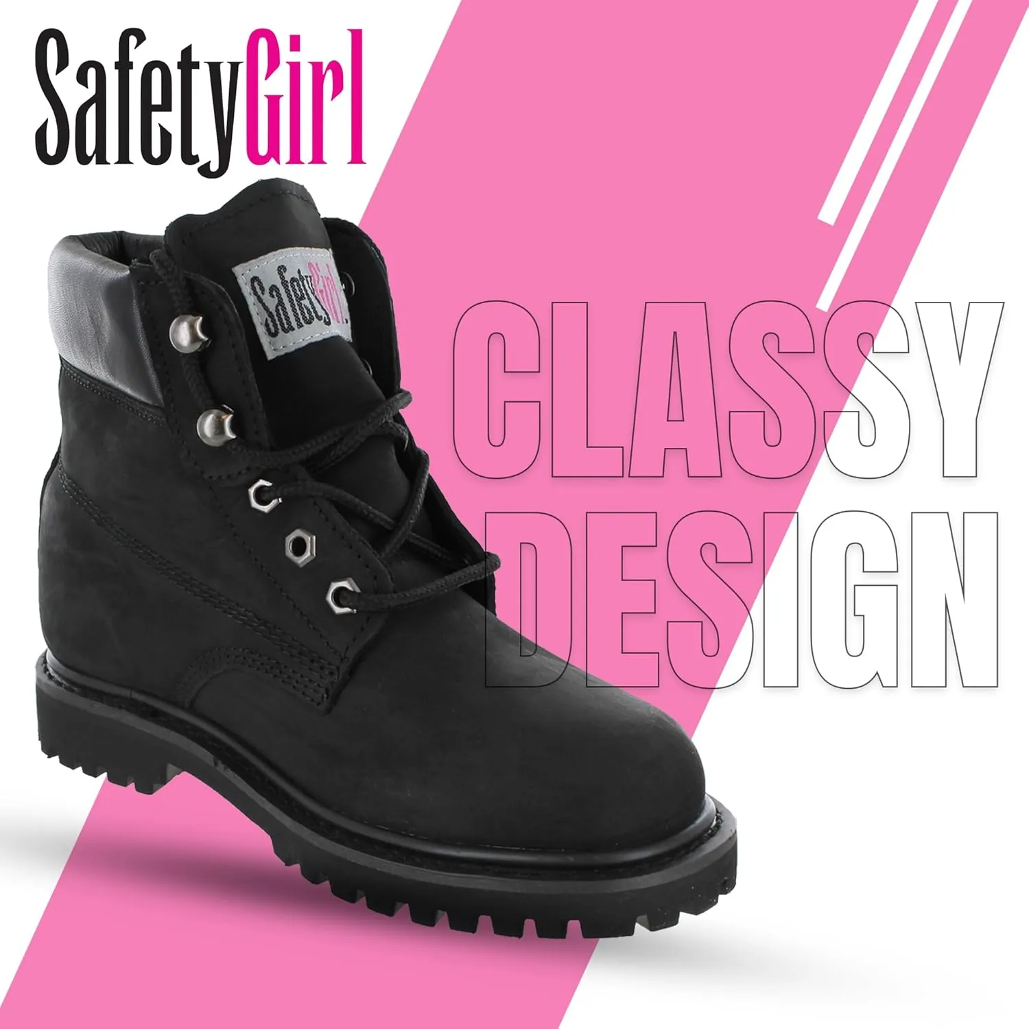 Women’s Work Boots | Waterproof Leather Work Boots for Women | Oil & Slip-Resistant Soft Toe Boots for Women | Premium Nubuck Leather | Lightweight and Comfortable | Black Leather - 6M