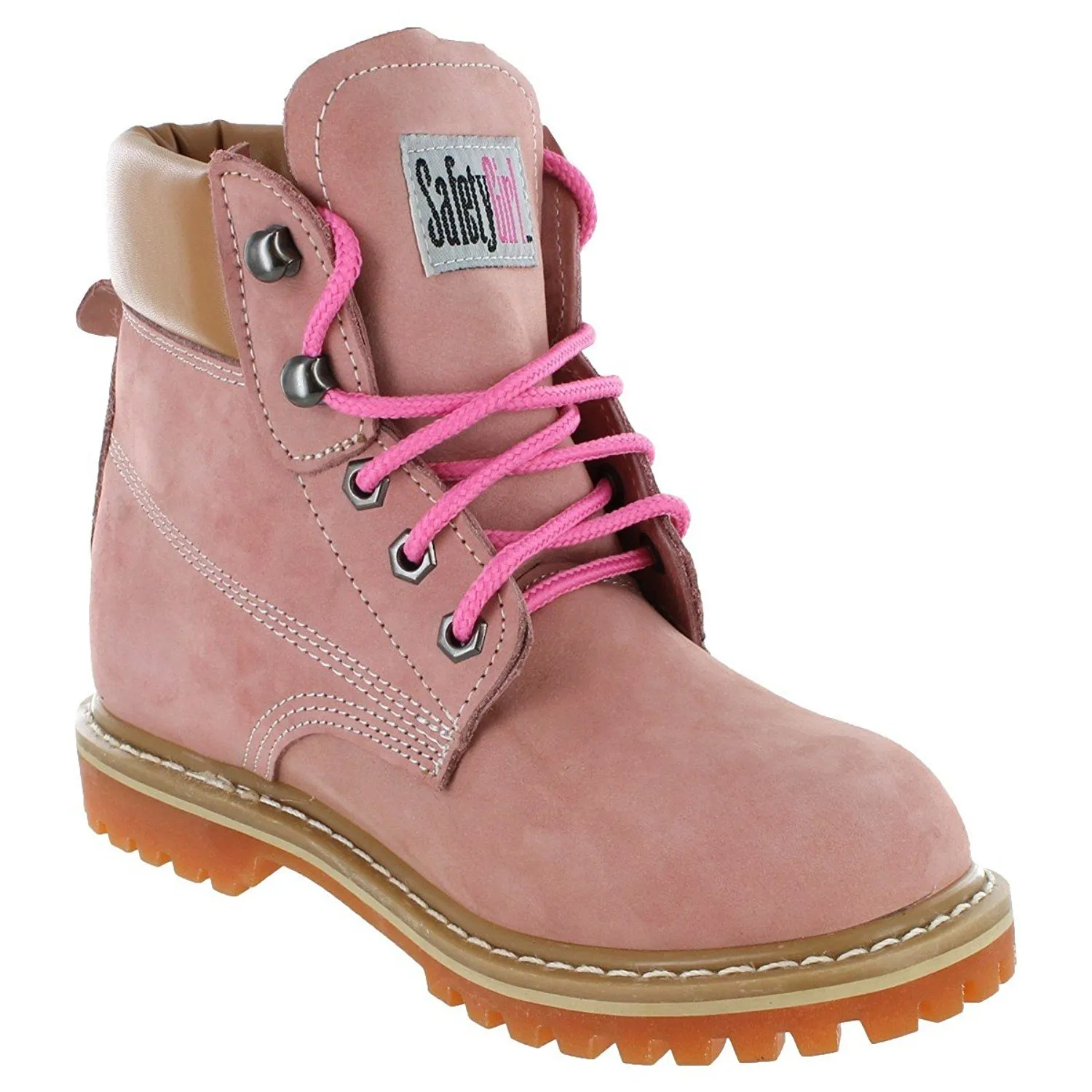 Women’s Work Boots | Waterproof Leather Work Boots for Women | Oil & Slip-Resistant Soft Toe Boots for Women | Premium Nubuck Leather | Lightweight and Comfortable | Pink Leather - 9W