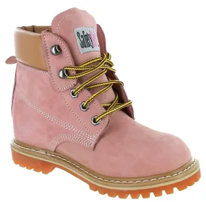 Women’s Work Boots | Waterproof Leather Work Boots for Women | Oil & Slip-Resistant Soft Toe Boots for Women | Premium Nubuck Leather | Lightweight and Comfortable | Pink Leather - 9W