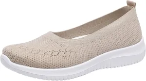 Womens Woven Orthopedic Breathable Soft Shoes Go Walking Women’s Breathable Walking Shoes Slip On Mesh Knitted Flats Gym Sneakers Lightweight Casual Easy Shoe Arch Support Orthopedic Flat Footwear