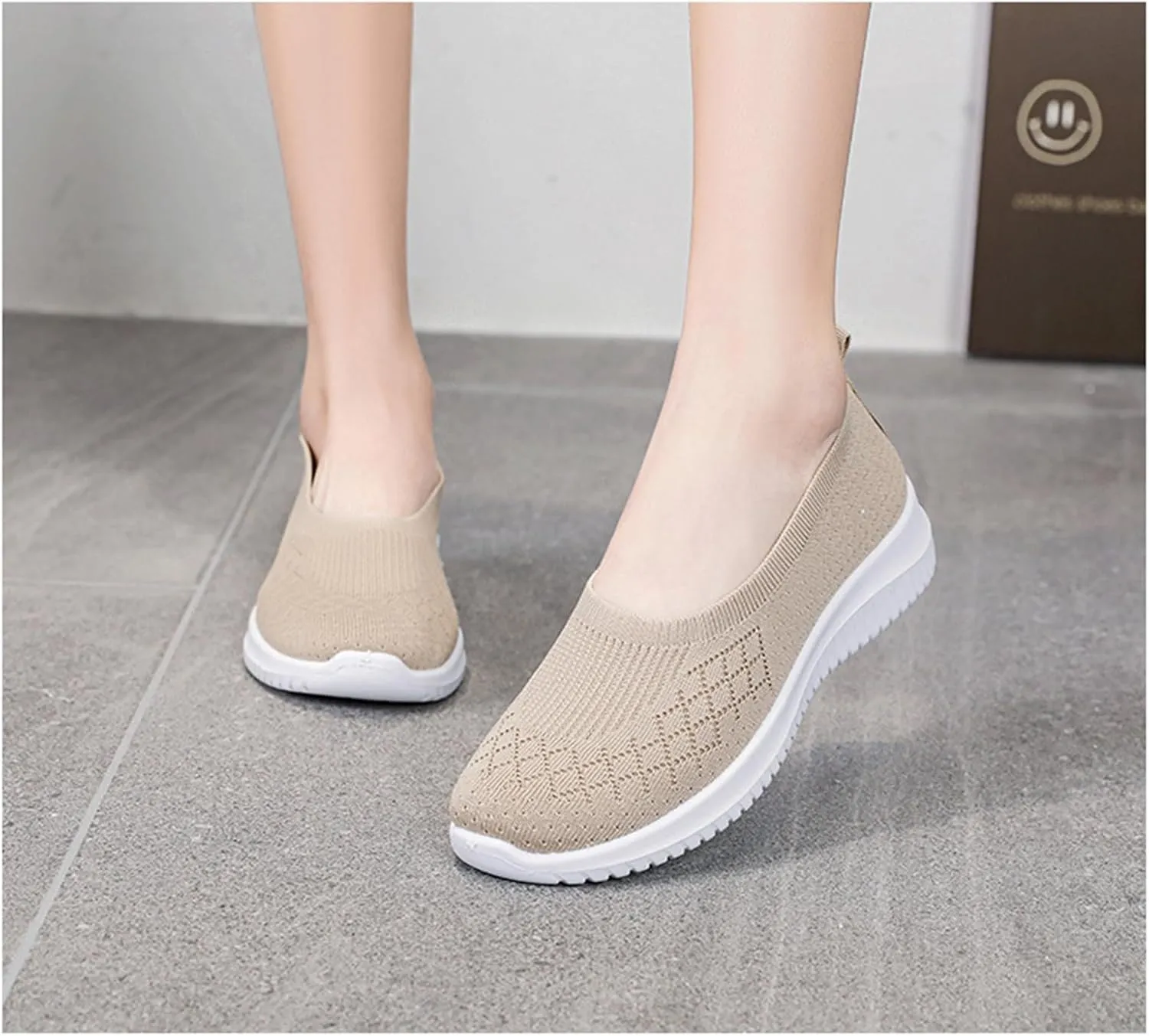 Womens Woven Orthopedic Breathable Soft Shoes Go Walking Women’s Breathable Walking Shoes Slip On Mesh Knitted Flats Gym Sneakers Lightweight Casual Easy Shoe Arch Support Orthopedic Flat Footwear