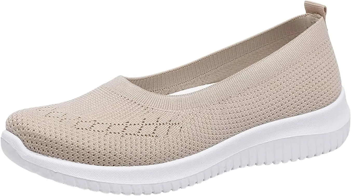 Womens Woven Orthopedic Breathable Soft Shoes Go Walking Women’s Breathable Walking Shoes Slip On Mesh Knitted Flats Gym Sneakers Lightweight Casual Easy Shoe Arch Support Orthopedic Flat Footwear