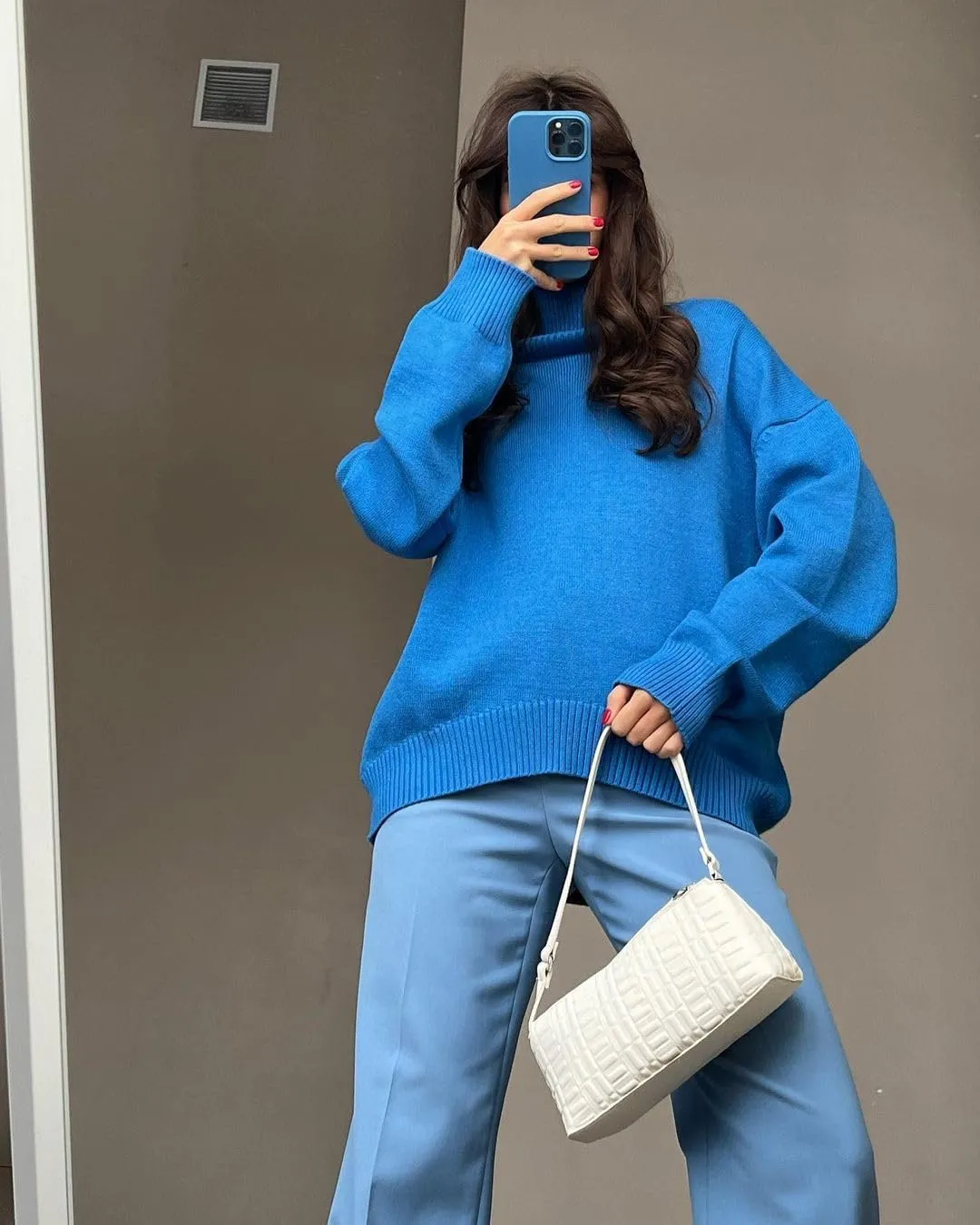 YKR Women's Turtleneck Sweater Chunky Long Sleeve Knitted Pullover High Low Hem Trendy 2024 Fall Winter Basic Jumper Top