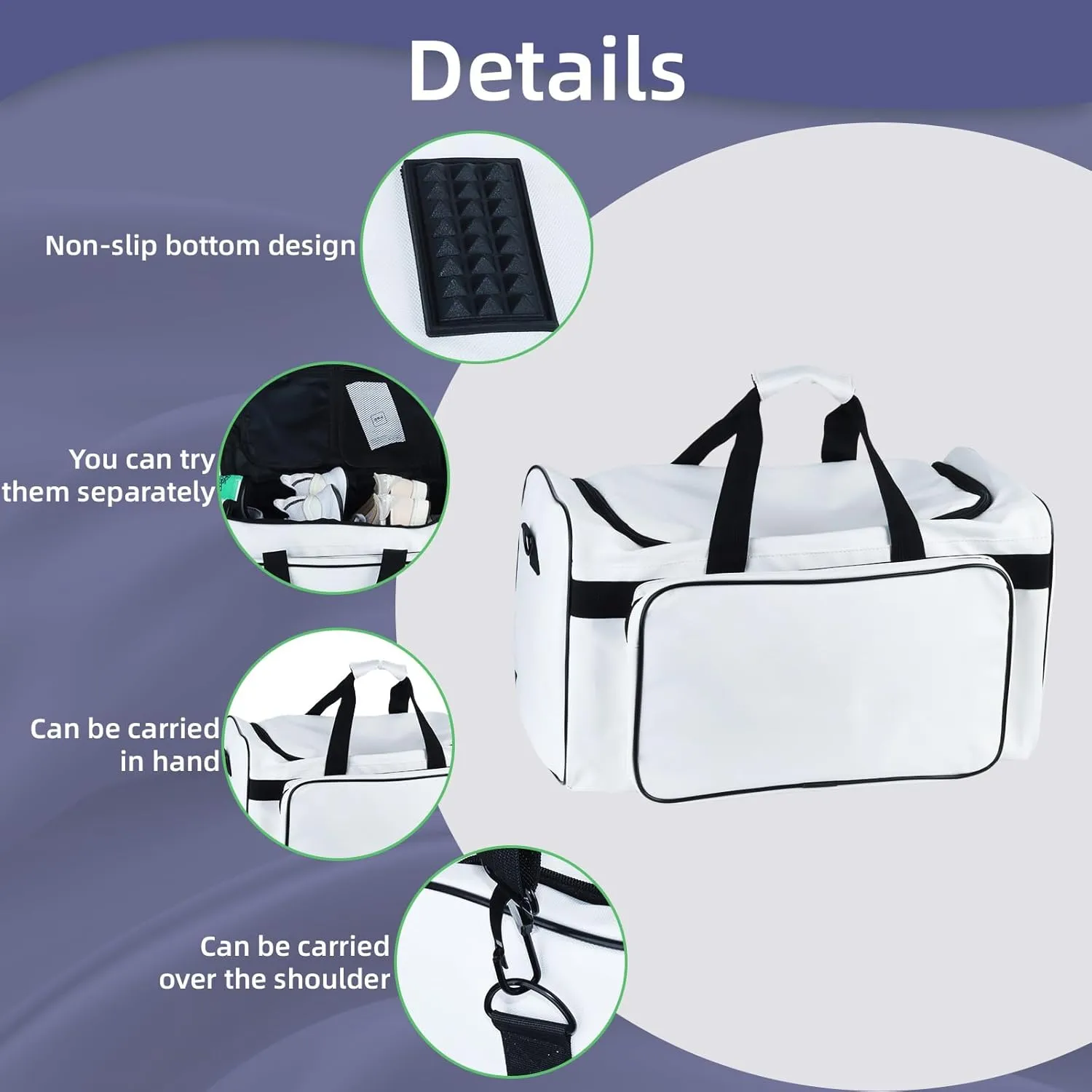 YXQ Sneaker Bag, 30L Large Capacity Multi-Function 4-Layer Gym Bag with Durable Shoulder Strap Adjustable Waterproof Travel Bag for Men,Colorful,White