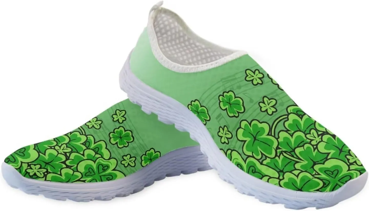 Yzaoxia St Patricks Day Shoes Mesh Slip On Shoes for Women Breathable Sneakers Tennis Running Shoes Athletic Walking Shoes Size 5.5-11.5