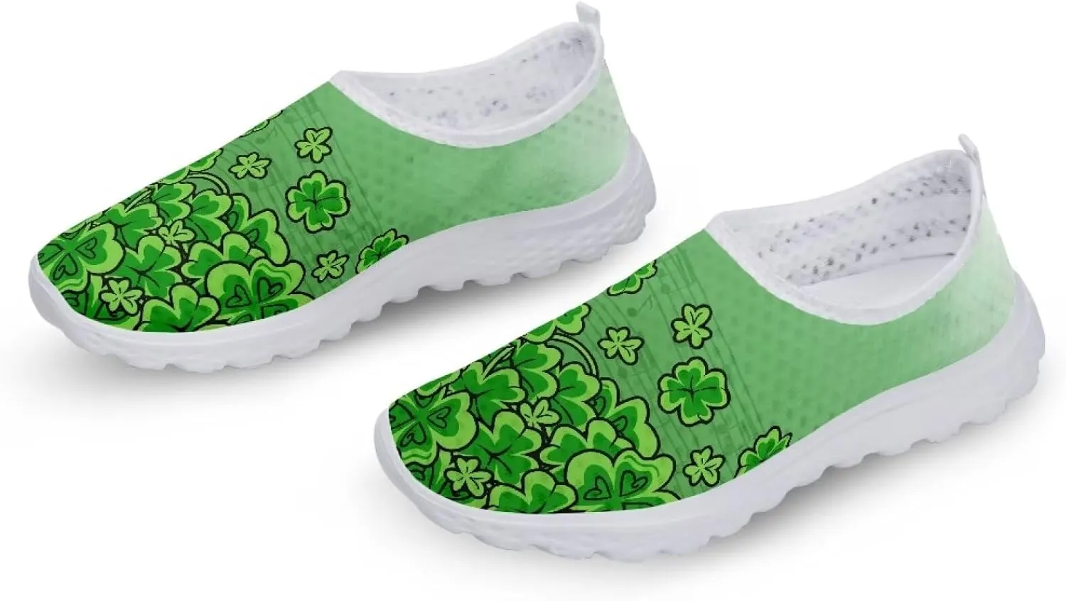 Yzaoxia St Patricks Day Shoes Mesh Slip On Shoes for Women Breathable Sneakers Tennis Running Shoes Athletic Walking Shoes Size 5.5-11.5