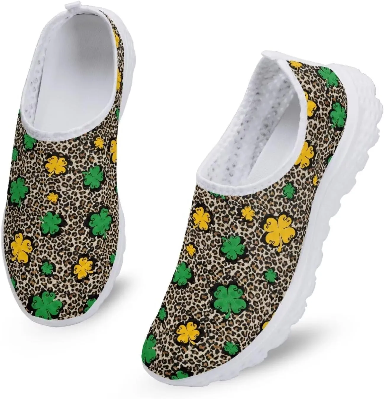 Yzaoxia St Patricks Day Shoes Mesh Slip On Shoes for Women Breathable Sneakers Tennis Running Shoes Athletic Walking Shoes Size 5.5-11.5