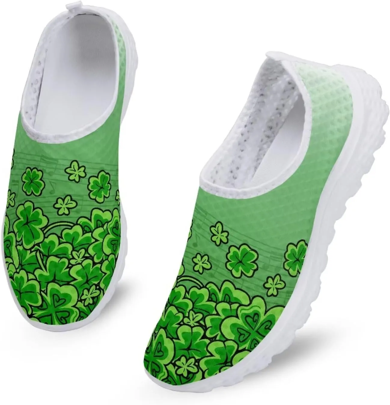 Yzaoxia St Patricks Day Shoes Mesh Slip On Shoes for Women Breathable Sneakers Tennis Running Shoes Athletic Walking Shoes Size 5.5-11.5