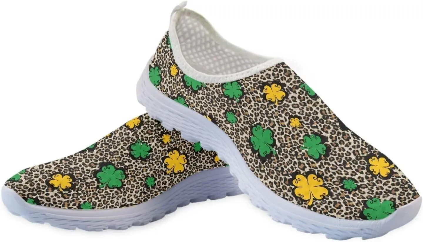 Yzaoxia St Patricks Day Shoes Mesh Slip On Shoes for Women Breathable Sneakers Tennis Running Shoes Athletic Walking Shoes Size 5.5-11.5