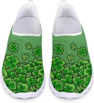 Yzaoxia St Patricks Day Shoes Mesh Slip On Shoes for Women Breathable Sneakers Tennis Running Shoes Athletic Walking Shoes Size 5.5-11.5