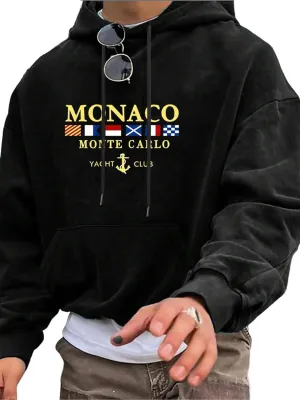 ZAFUL Men's Letter Print Hoodies Sweatshirts Fleece Lined Hooded Pullover Casual Long Sleeve Hoody with Pocket