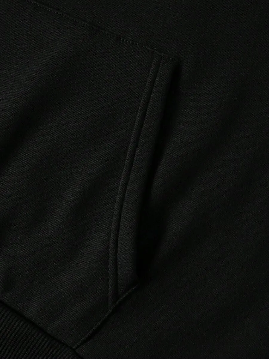 ZAFUL Men's Letter Print Hoodies Sweatshirts Fleece Lined Hooded Pullover Casual Long Sleeve Hoody with Pocket