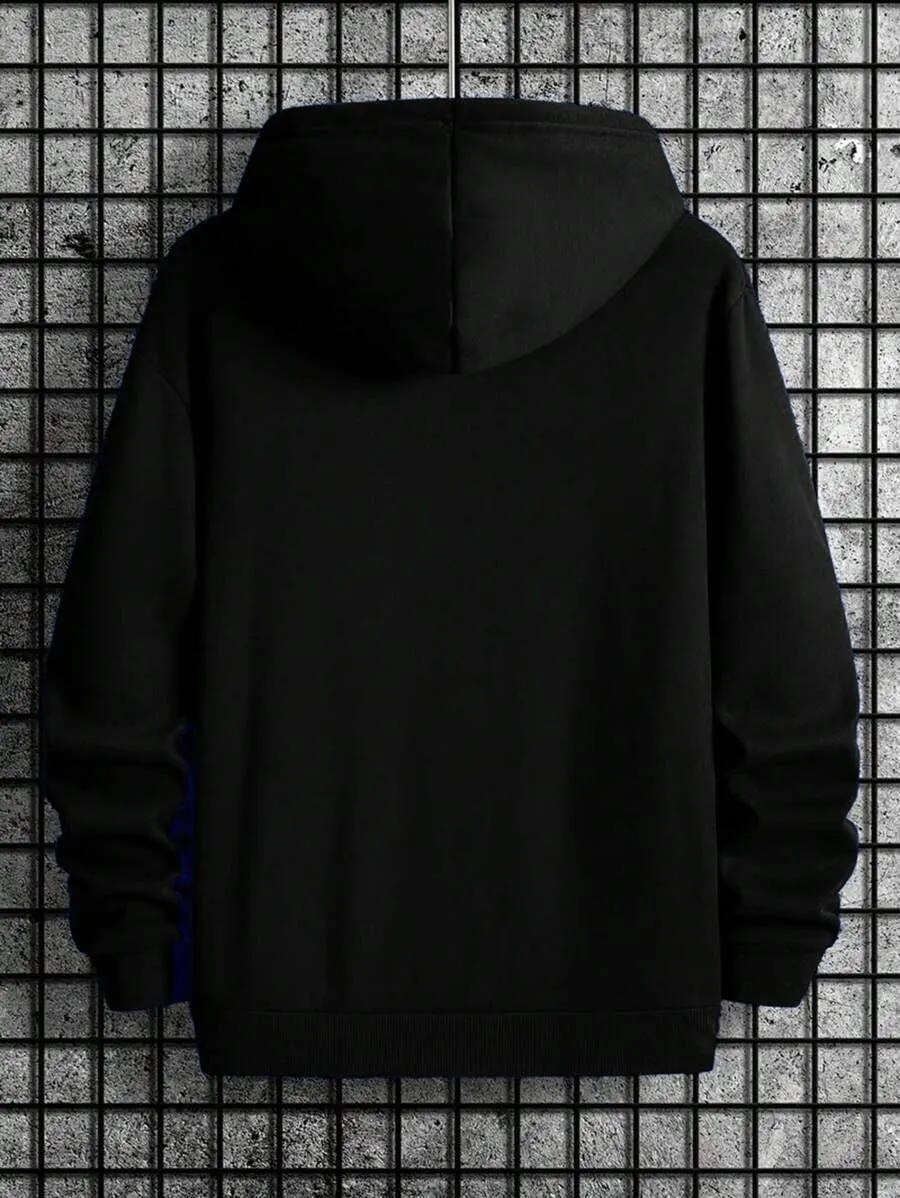 ZAFUL Men's Letter Print Hoodies Sweatshirts Fleece Lined Hooded Pullover Casual Long Sleeve Hoody with Pocket