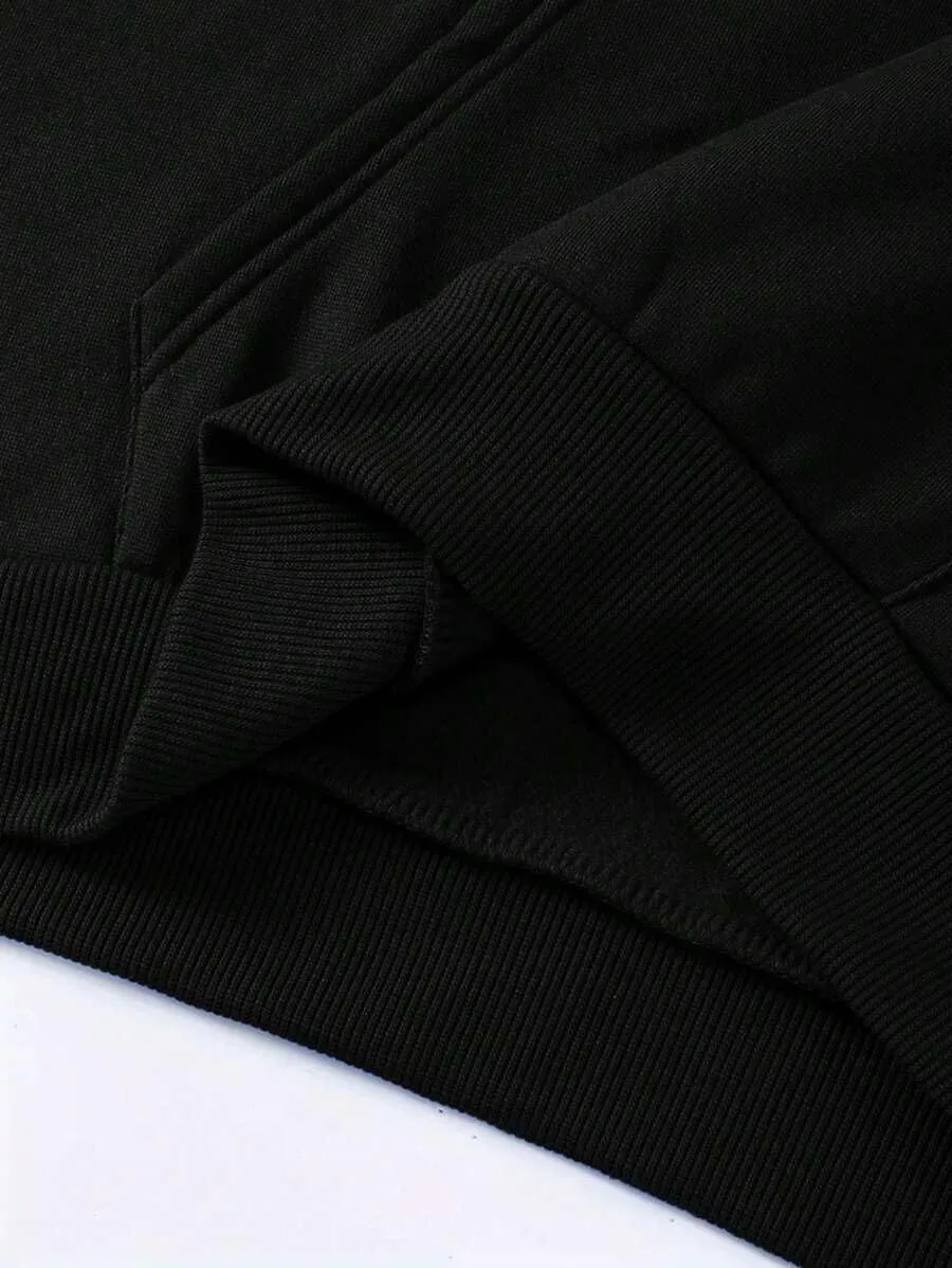 ZAFUL Men's Letter Print Hoodies Sweatshirts Fleece Lined Hooded Pullover Casual Long Sleeve Hoody with Pocket