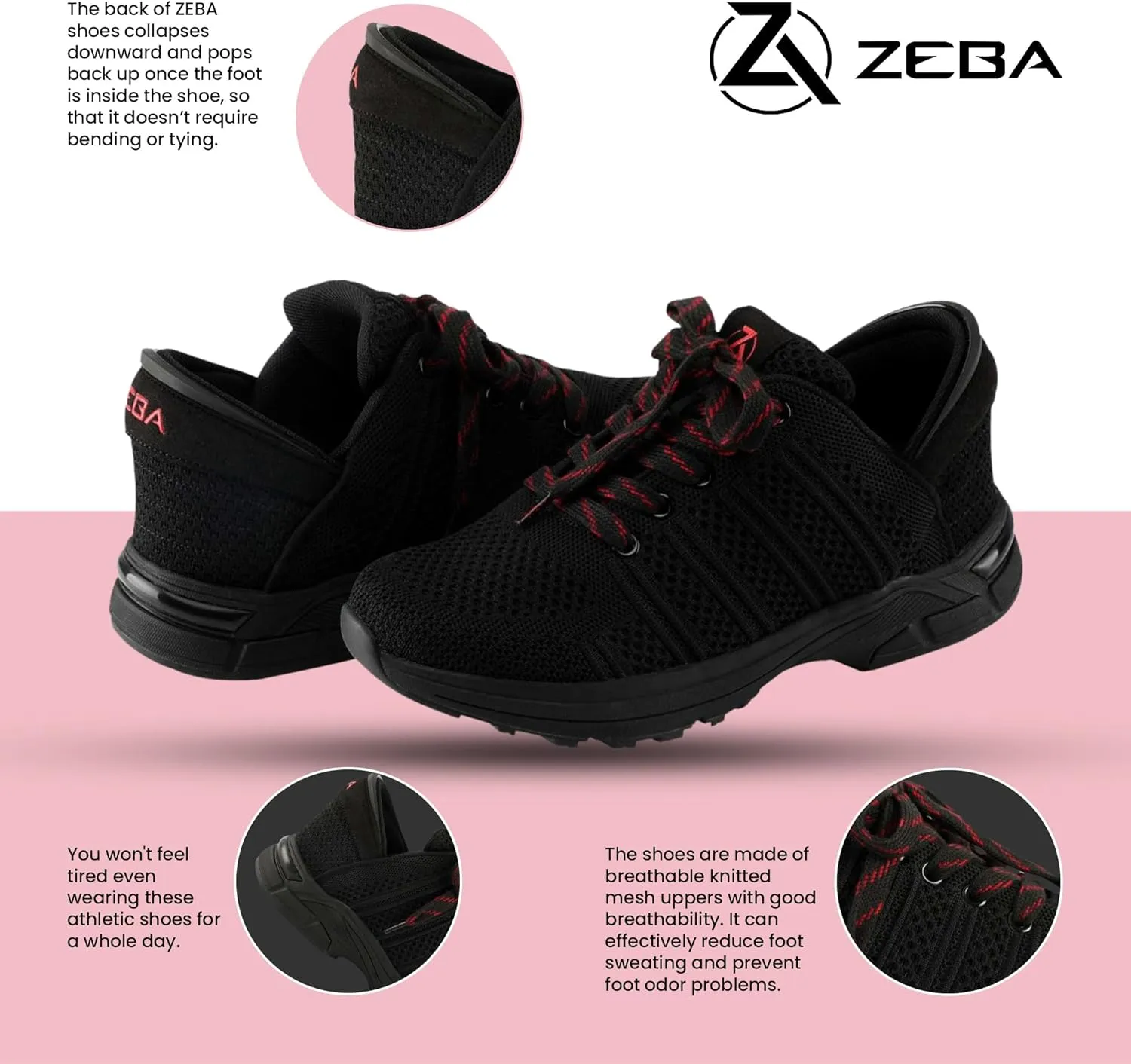 ZEBA Hands Free Slip on Sneakers for Women - Step Up Your Comfort and Style with Perfect Walking Shoes and Fashion Sneakers