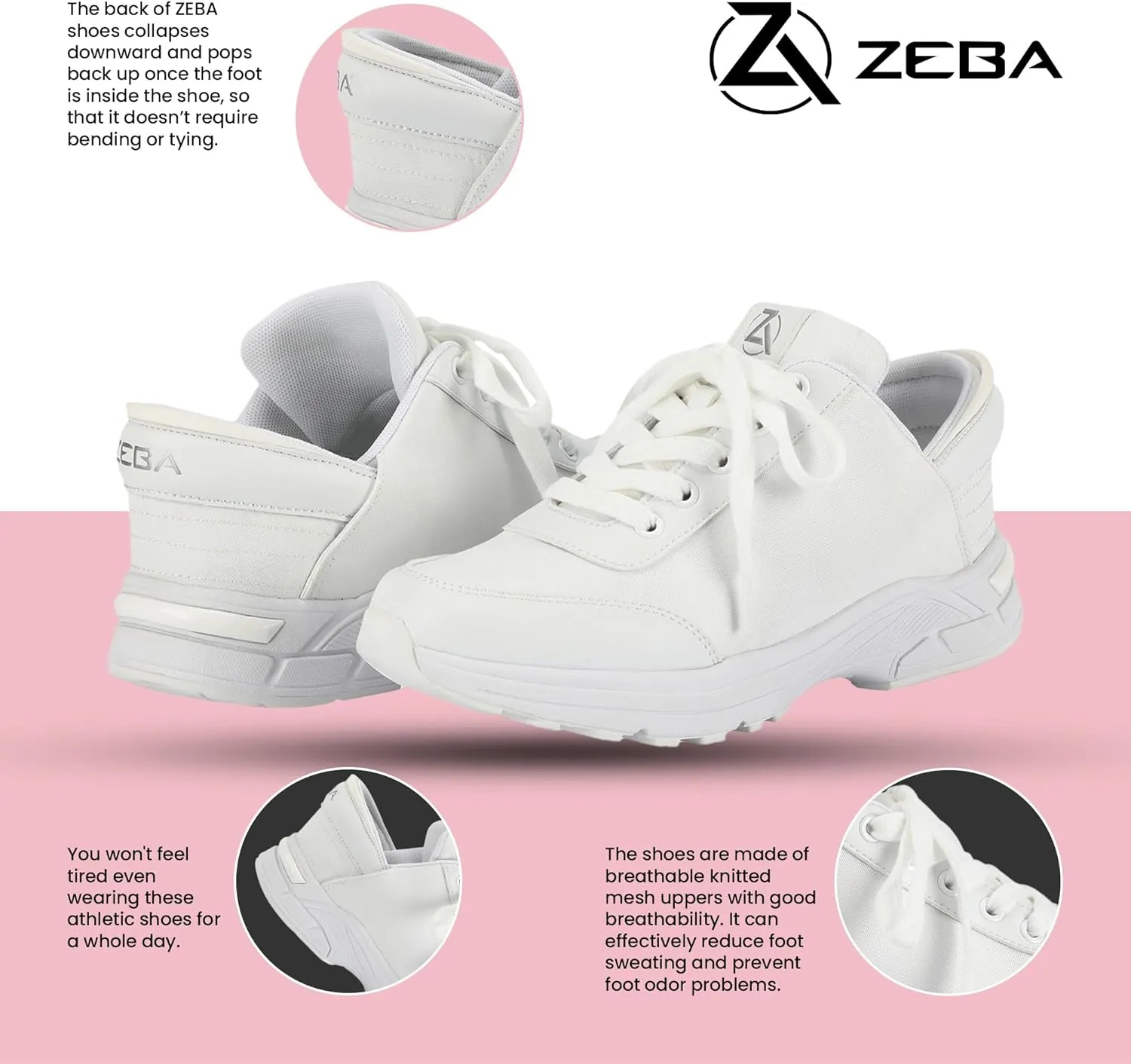 ZEBA Hands Free Slip on Sneakers for Women - Step Up Your Comfort and Style with Perfect Walking Shoes and Fashion Sneakers