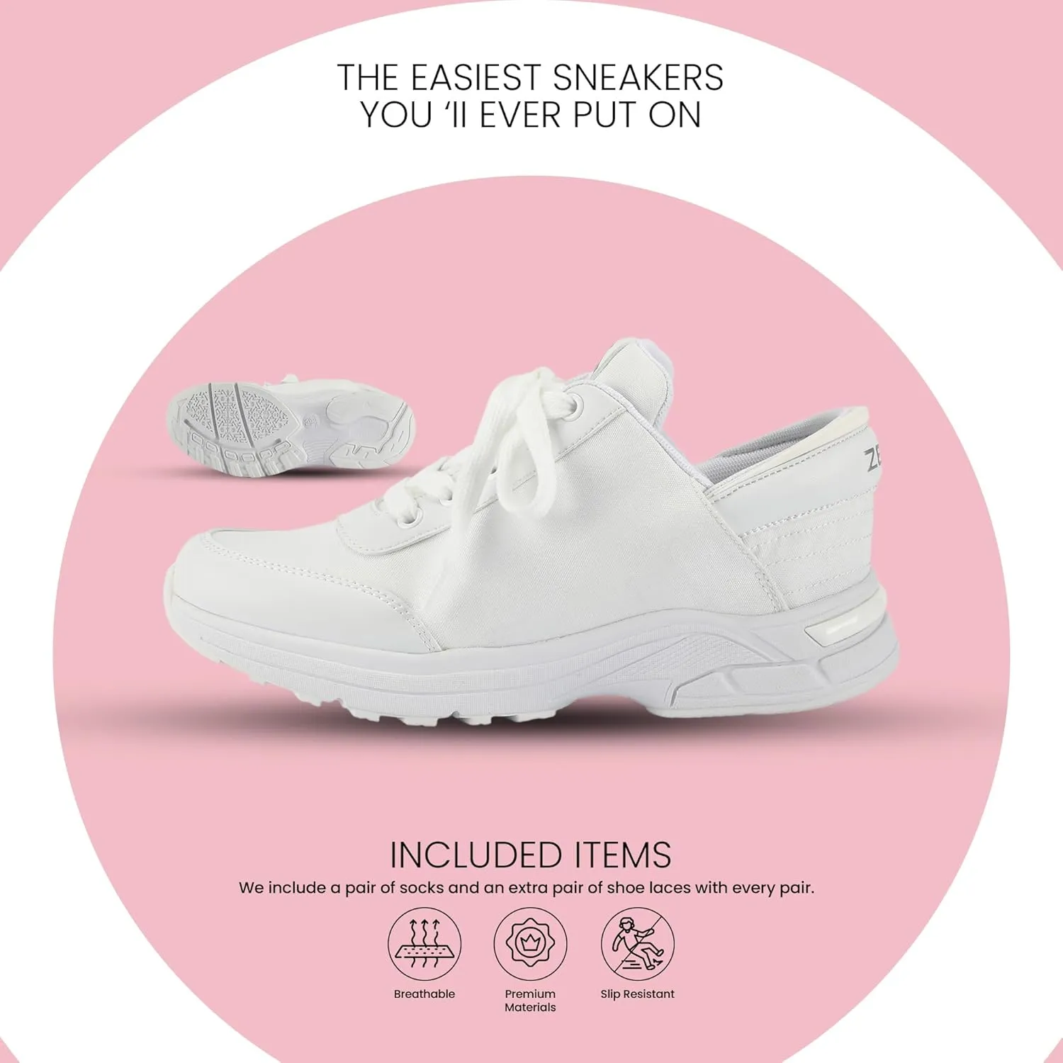 ZEBA Hands Free Slip on Sneakers for Women - Step Up Your Comfort and Style with Perfect Walking Shoes and Fashion Sneakers