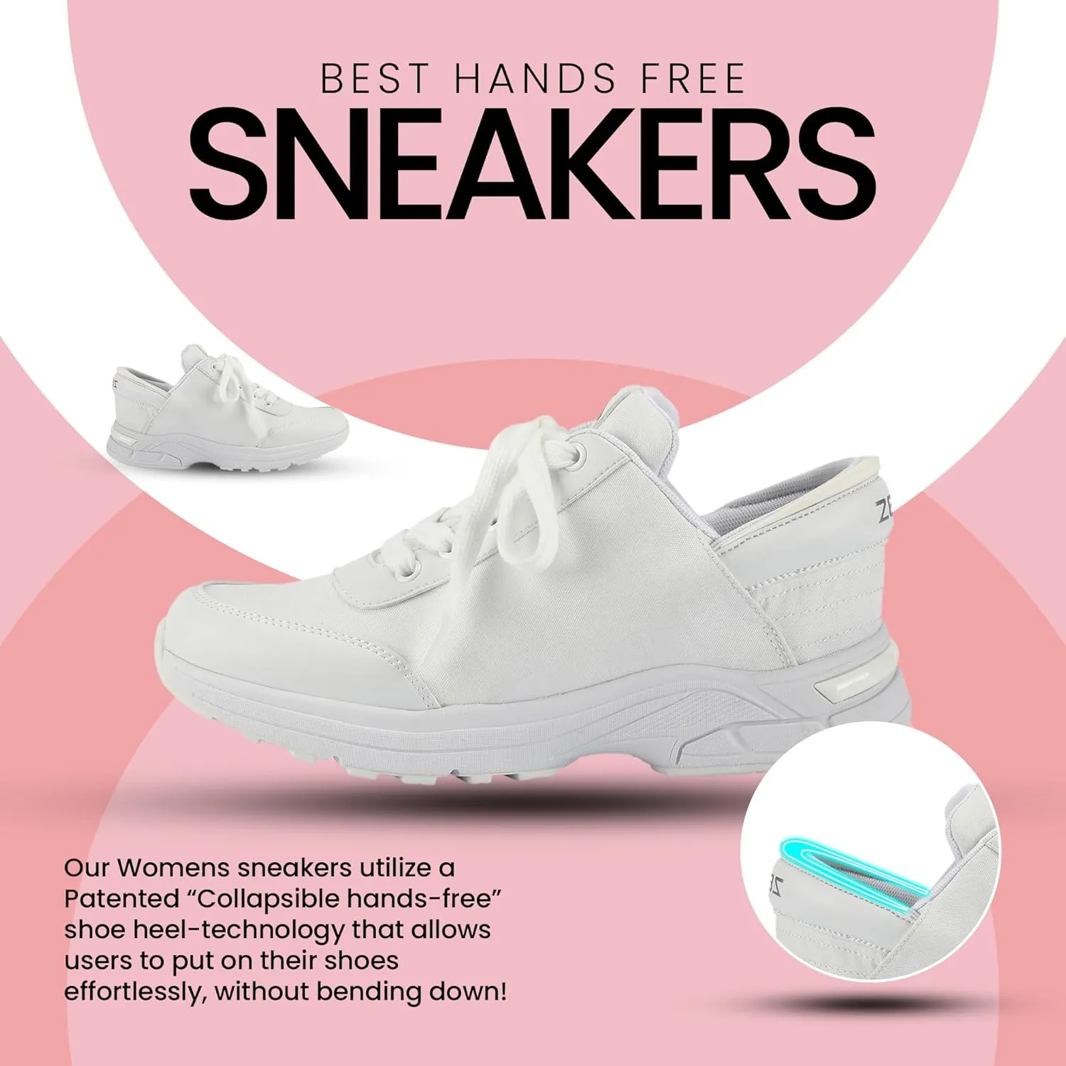 ZEBA Hands Free Slip on Sneakers for Women - Step Up Your Comfort and Style with Perfect Walking Shoes and Fashion Sneakers