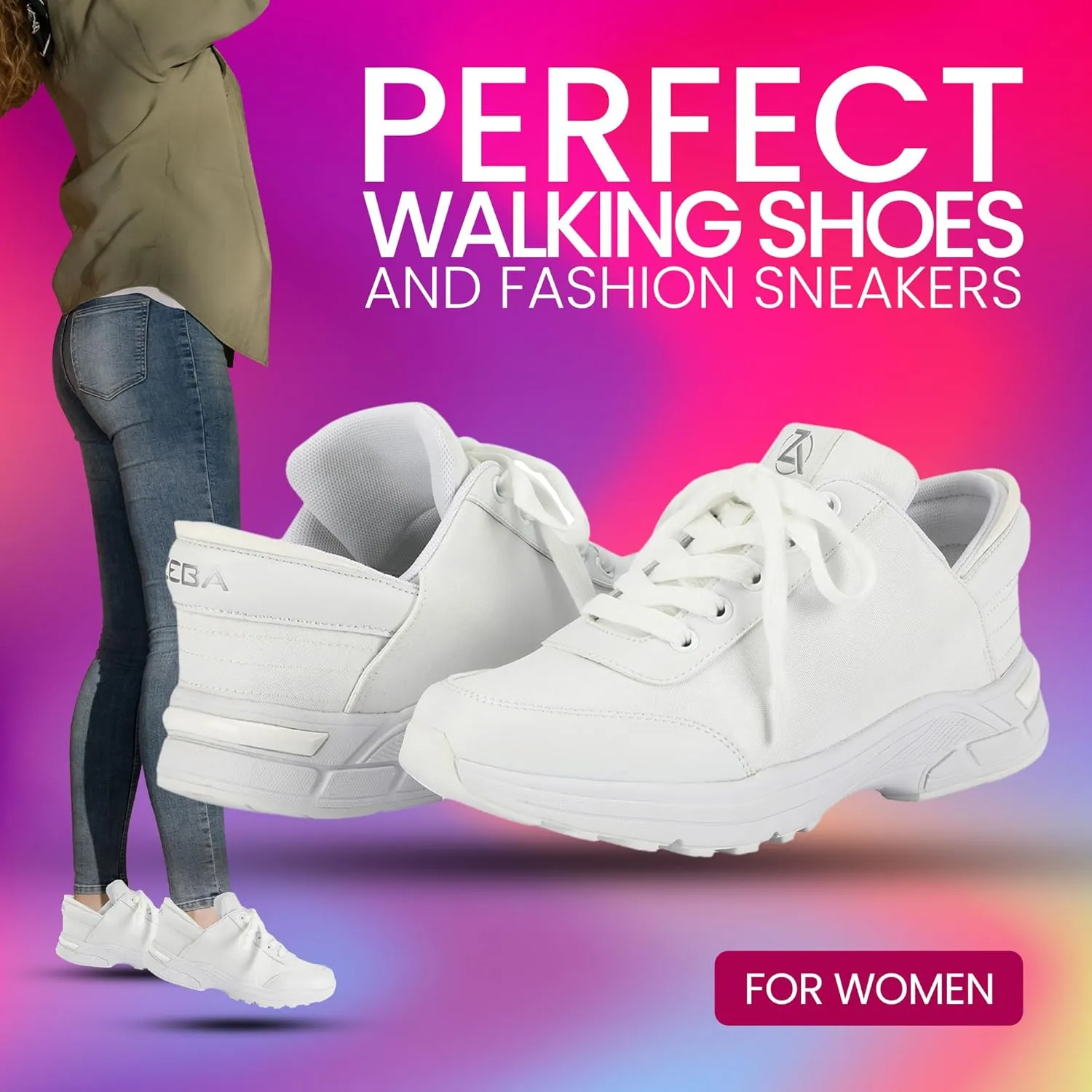 ZEBA Hands Free Slip on Sneakers for Women - Step Up Your Comfort and Style with Perfect Walking Shoes and Fashion Sneakers